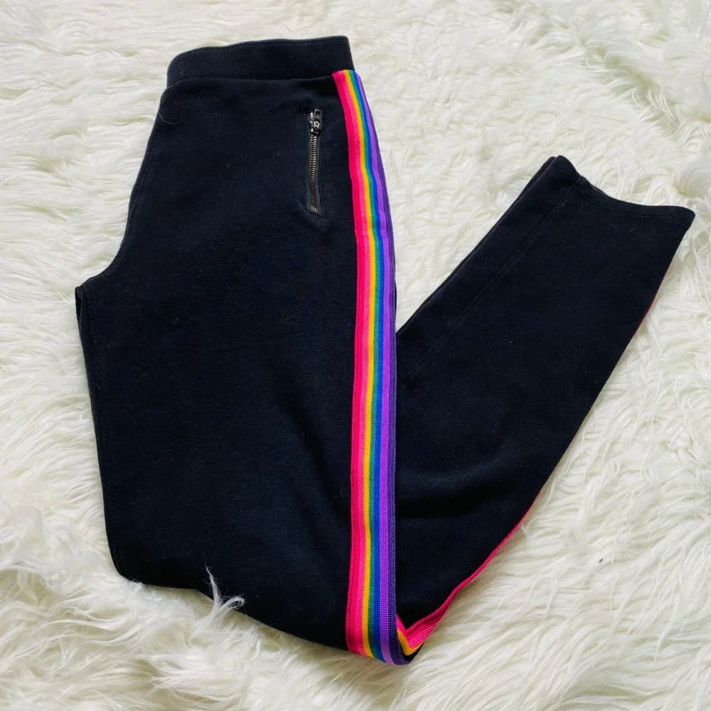The Children's Place Girls Rainbow Side Stripe Zip Ponte Knit Jeggings Black L